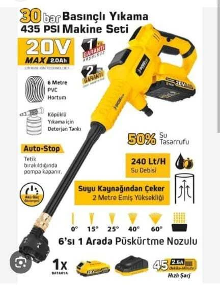 Sgs 5410 Akülü Basınçlı Yıkama Makinesi 30bar ürün görseli 1