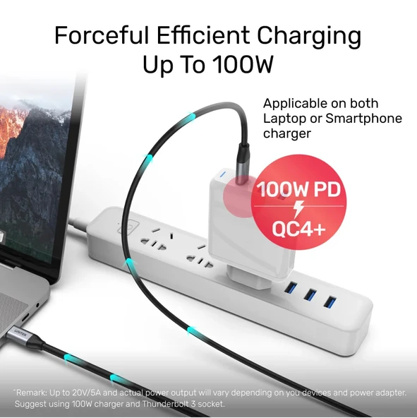 UNITEK USB-C 3.2 KABLO 2MT 5GBPS 4K (C14091ABK) - Resim 6