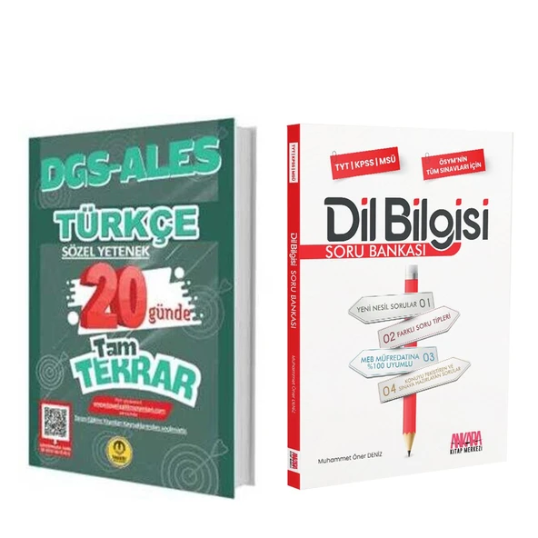 Tasarı Eğitim DGS ALES Türkçe 20 Günde Tam Tekrar ve AKM Dil Bilgisi Soru Bankası Seti 2 Kitap ürün görseli 1
