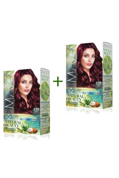 2 Paket Natural Beauty Amonyaksız Saç Boyası 3.66 Patlıcan Moru ürün görseli 1