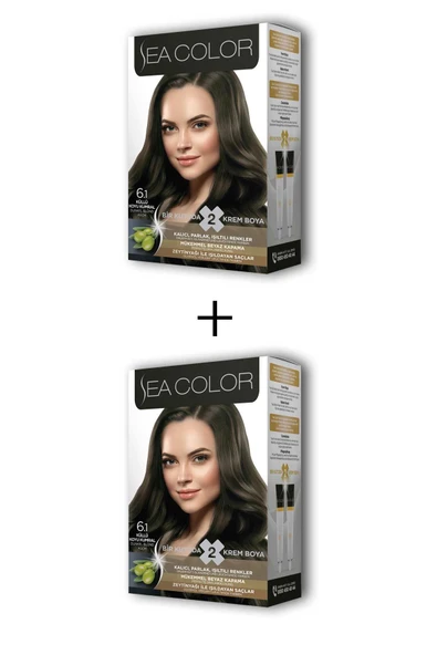 2X2 Tüp Krem Saç Boyası Seti Küllü Koyu Kumral No:6.1 ürün görseli 1