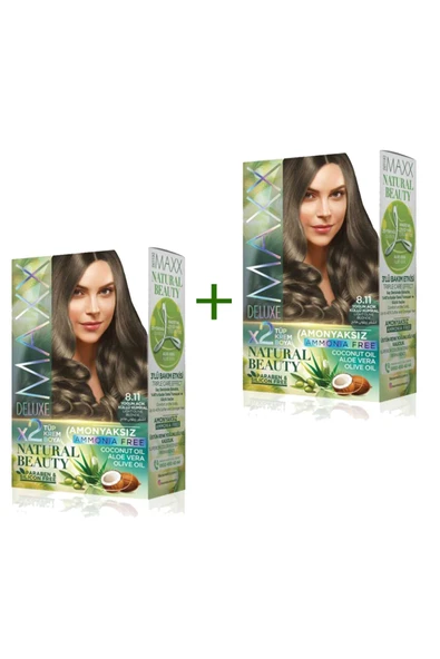 2 Paket Natural Beauty Amonyaksız Saç Boyası 8.11 Yoğun Açık Küllü Kumral ürün görseli 1