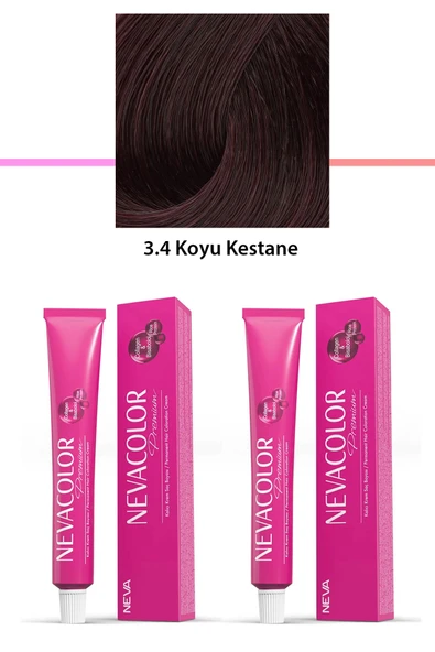 2 li Set Premium 3.4 Koyu Kestane - Kalıcı Krem Saç Boyası 2 X 50 g Tüp ürün görseli 1
