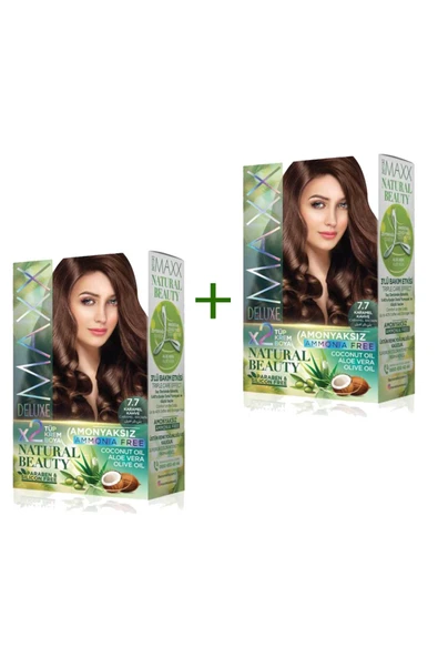 2 Paket Natural Beauty Amonyaksız Saç Boyası 7.7 Karamel Kahve ürün görseli 1