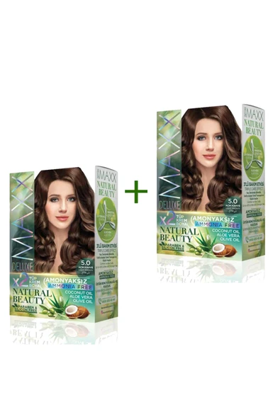 2 Paket Natural Beauty Amonyaksız Saç Boyası 5.0 Açık Kahve ürün görseli 1