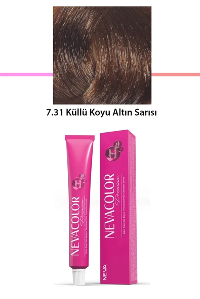 Premium 7.31 Küllü Koyu Altın Sarısı - Kalıcı Krem Saç Boyası 50 g Tüp ürün görseli 1