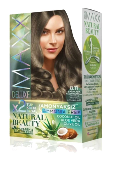 Natural Beauty Amonyaksız Saç Boyası 8.11 Yoğun Açık Küllü Kumral ürün görseli 1