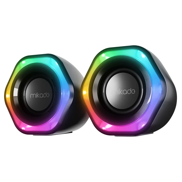 Mikado MD-176 2.0 3W*2 Siyah RGB Aydınlatmalı USB + 3.5mm USB 5V Speaker Hoparlör ürün görseli 1
