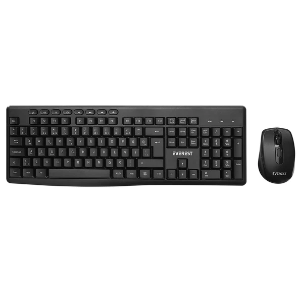 Everest KM-719 Siyah Ikisi bir arada 2 in 1 Kablosuz Q Multimedia Klavye + Mouse Set ürün görseli 1