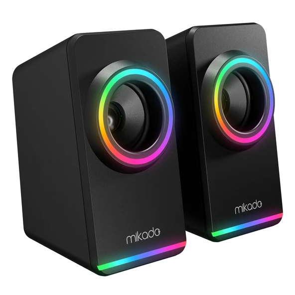Mikado MD-182 2.0 3W*2 Siyah RGB Aydınlatmalı USB + 3.5mm USB 5V Speaker Hoparlör ürün görseli 1