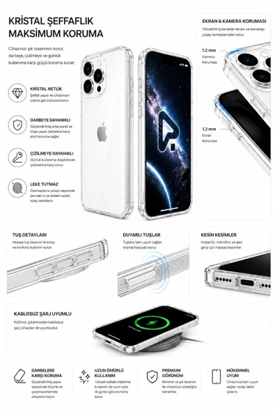 iPhone 15 Plus Şeffaf Mika Sararmaz Sert Kılıf - Resim 2