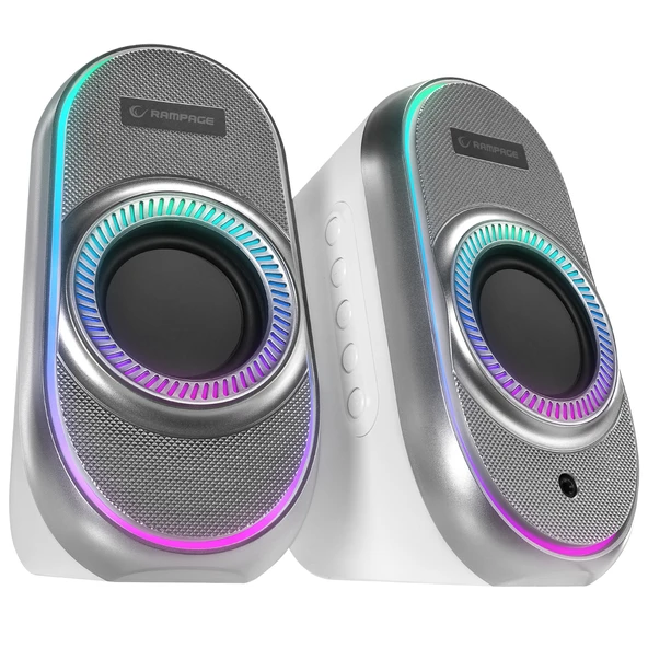 Rampage RMS-X3 2.0 6W Bluetooth Özellikli Beyaz Multimedia RGB Işıklı Gaming USB Speaker ürün görseli 1