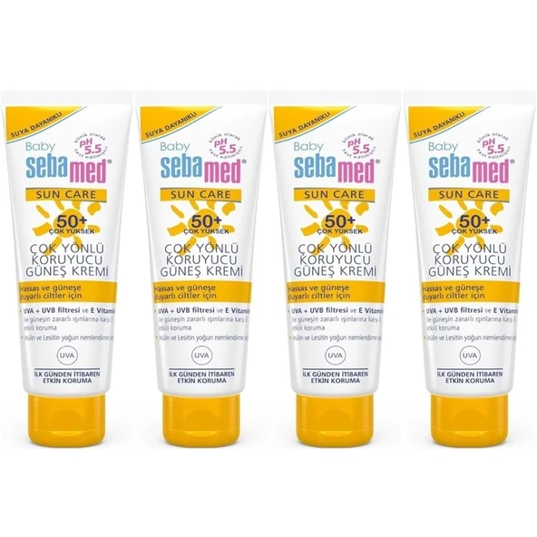 Sebamed Baby Sun Care Güneş Kremi 75ML 50+ Çok Yüksek Faktör Çoçuk (4 Lü Set) ürün görseli 1