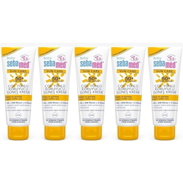 Sebamed Baby Sun Care Güneş Kremi 75ML 50+ Çok Yüksek Faktör Çoçuk (5 Li Set) ürün görseli 1