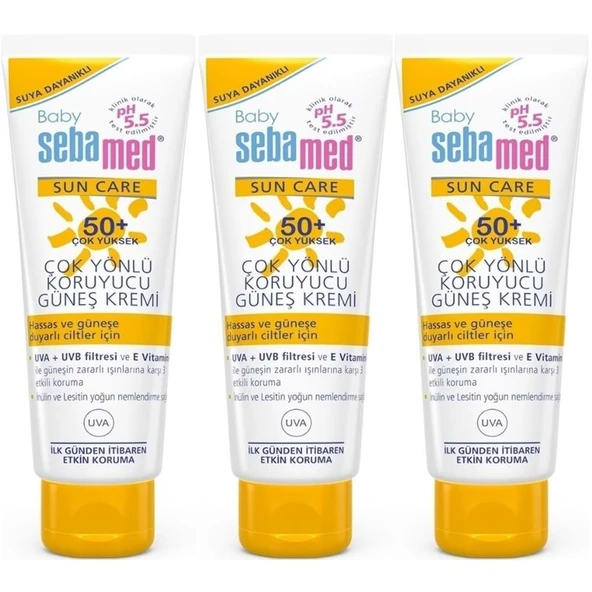 Sebamed Baby Sun Care Güneş Kremi 75ML 50+ Çok Yüksek Faktör Çoçuk (3 Lü Set) ürün görseli 1