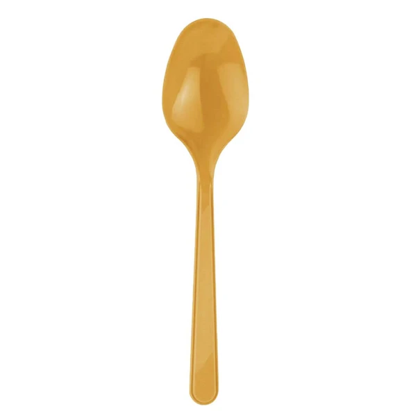 Plastik Lüx Altın Renk Kaşık - Parti Davet Piknik Çorba Yemek Kaşığı - 18 Cm. - 75 Adet ürün görseli 1