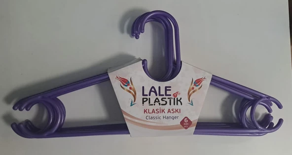 LALE PLASTİK ELBİSE ASKISI KLASİK 6 LI KARIŞIK RENKLİ ürün görseli 1