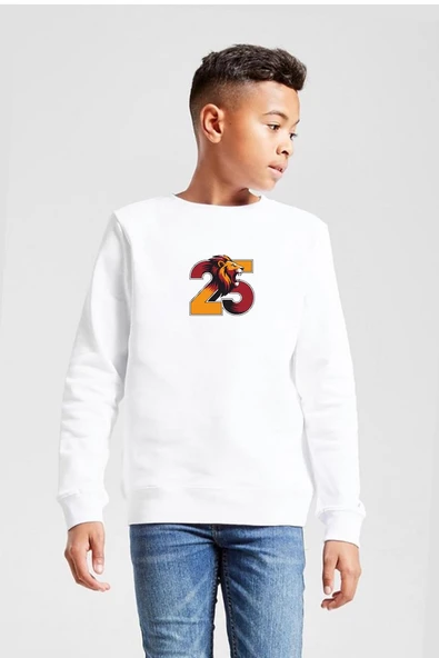 25 Aslan Beyaz Çocuk 2ip Sweatshirt ürün görseli 1