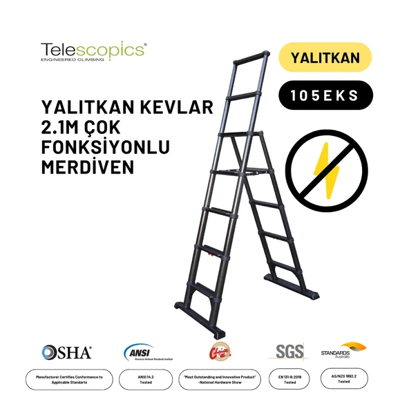 2.1m Kevlar Yalıtkan Çok Fonksiyonlu Merdiven 20ACKV ürün görseli 1