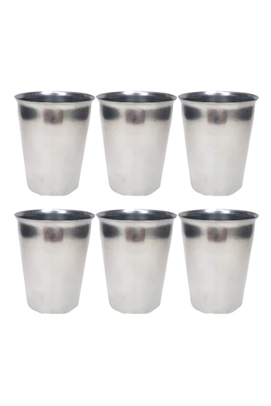 6 Adet Paslanmaz Çelik Krom Bardak 9 x 7,5 x 5,5cm ürün görseli 1