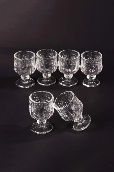 Ayaklı Kahve Yanı Bardağı Kristal Kesim Shot Bardak 7cm x 4 cm 6 Lı Set ürün görseli 1