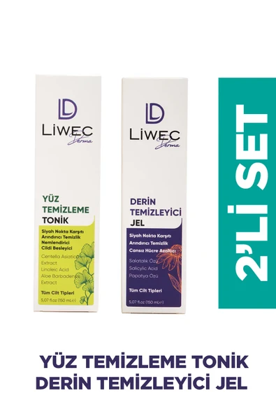 LIWECDERMA Liwec Derma 2'li Set (DERİN TEMİZLEYİCİ JEL - YÜZ TEMİZLEME TONİK) ürün görseli 1