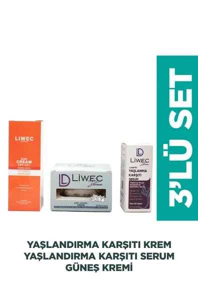 LIWECDERMA Liwec Derma 3'lü Set (YAŞLANMA KARŞITI SERUM - YAŞLANMA KARŞITI KREM - GÜNEŞ KREMİ) ürün görseli 1