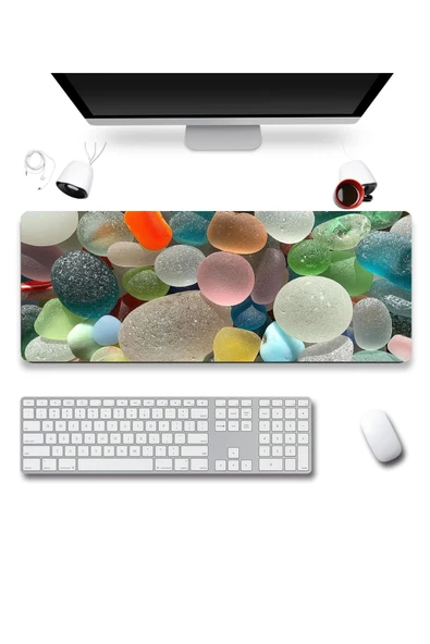 SonicTouch Renkli Çakmak Taşları Gamer Oyuncu Dikişsiz Sıvı Geçirmez Klavye Mouse Pad 32x70Cm ürün görseli 1