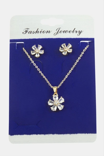 Papatya Zirkon Taşlı Set Kolye - Resim 6