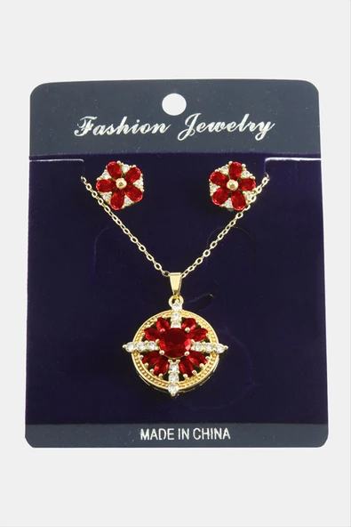 Çiçek Zirkon Taşlı Set Kolye - Resim 5