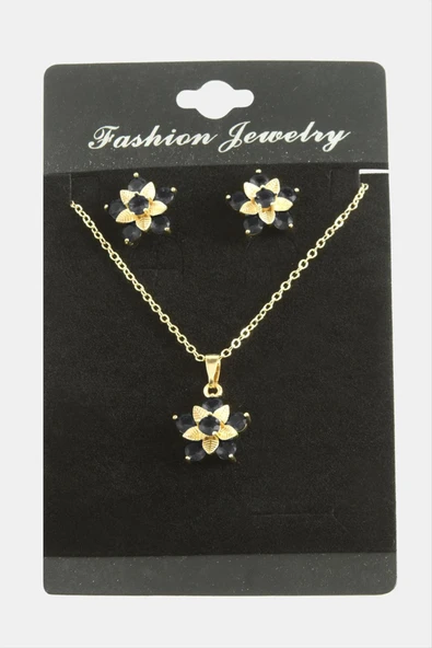 Çiçek Zirkon Taşlı Set Kolye - Resim 6