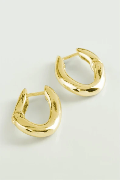 Oval Trend Metal Küpe - Resim 3