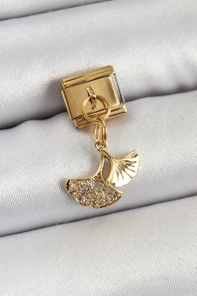 316L Çelik Sallantılı Zirkon Taşlı Balık Kuyruğu Model Gold Renk Nomination Charm TJ-BC1404 ürün görseli 1