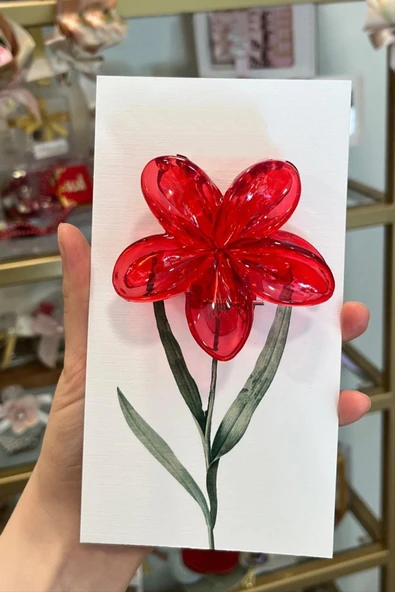 Kırmızı Lotus Toka 8 cm (Kartsız) ürün görseli 1