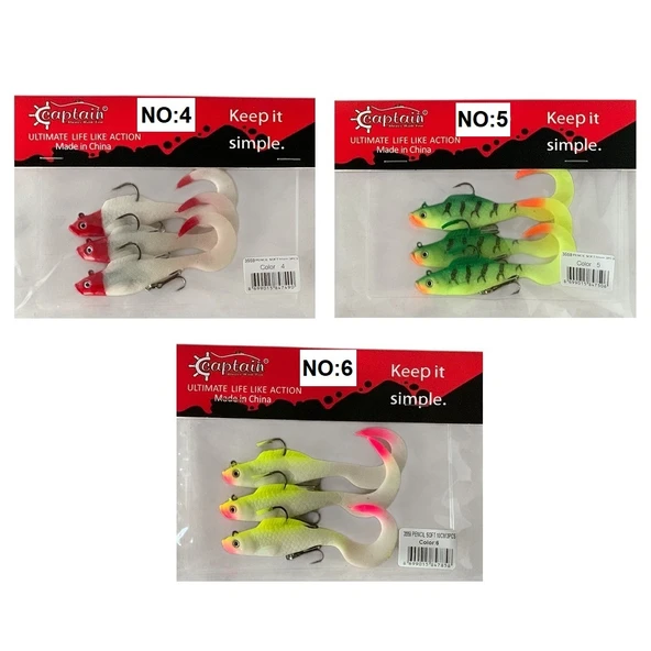Captain 3559 Pencil Soft 10cm 12.5gr 3'lü Paket Silikon Yem ürün görseli 1