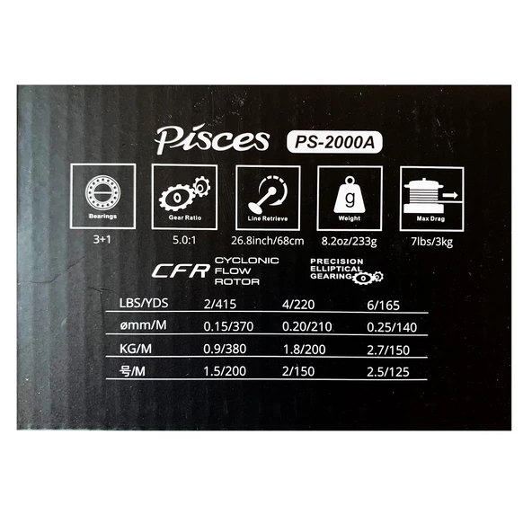 Okuma Pisces PS-2000A 3+1BB Light Spin Olta Makinesi - Resim 2