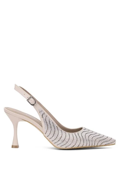 Pisagor Ps-32340 Cm Topuklu Kadın Taşlı Arkası Açık Stiletto Abiye Ayakkabı ürün görseli 1