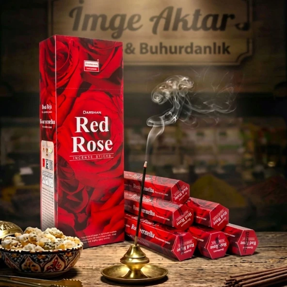 Darshan Red Rose (Kırmızı Gül) Çubuk Tütsü (20'li Paket) - Romantik ürün görseli 1