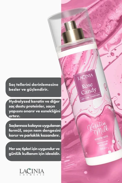Lacinia KERATİN SÜTÜ - ROSE CANDY 200 ml - Resim 2