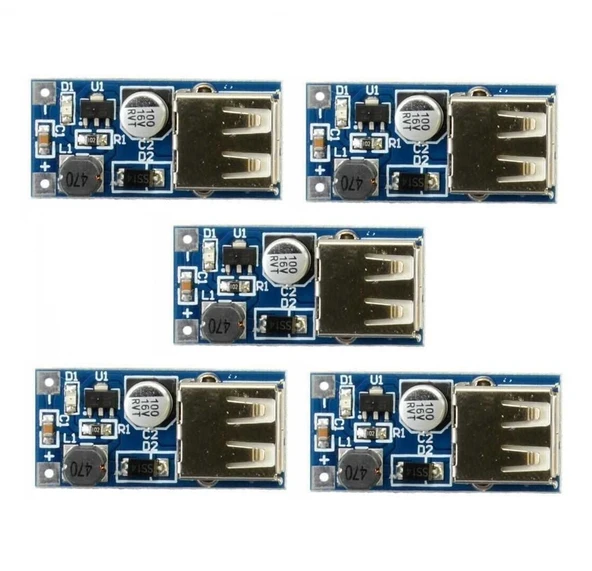 DC 5V 600 mA USB Çıkışlı Voltaj Yükseltici Regülatör Kartı-Step Up - 5 Adet ürün görseli 1