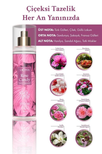 Lacinia BODY MIST - ROSE CANDY 150 ml - Resim 3
