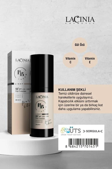 Lacinia BB Cream Lıght 30Ml 50SPF - Resim 3