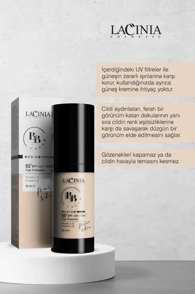 Lacinia BB Cream Medium 30Ml 50 SPF - Resim 2