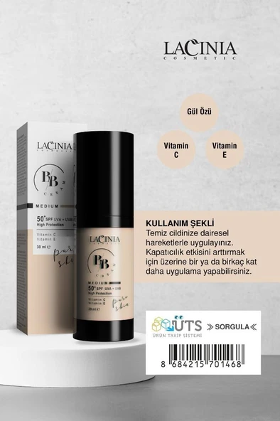 Lacinia BB Cream Medium 30Ml 50 SPF - Resim 3