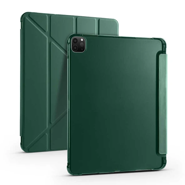 iPad Pro 12.9 2021 (5.Nesil) Kılıf Tri Folding Kalem Bölmeli Standlı Kılıf ürün görseli 1