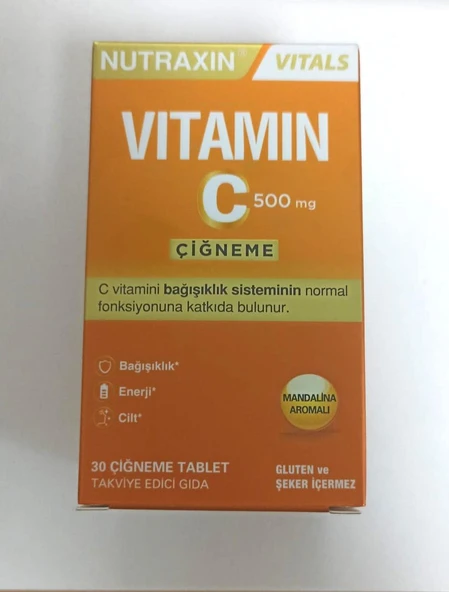 Nutraxin Vitamin C 500 mg Çiğneme Tableti ürün görseli 1