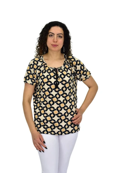 Kadın Kısa Kol Baskılı Bluz BGL-ST04700 ürün görseli 1