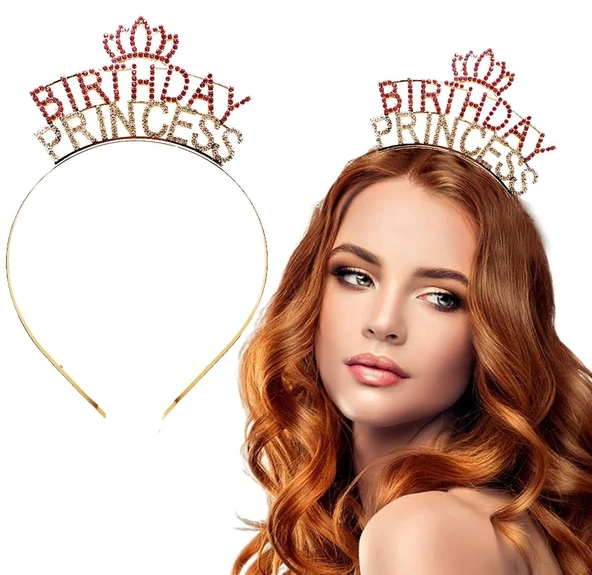 Birthday Princess Kristal Taç – Altın Kaplama ürün görseli 1
