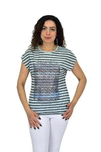 Kadın Kısa Kol Baskılı Bluz BGL-ST04707 ürün görseli 1