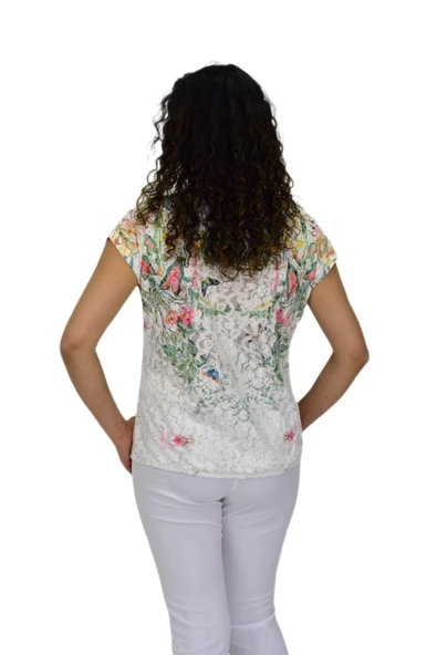Kadın Kısa Kol Baskılı Bluz BGL-ST04691 - Resim 5